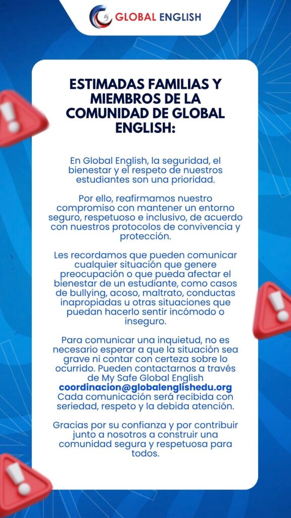 Comunicado de Global English sobre seguridad y bienestar estudiantil
